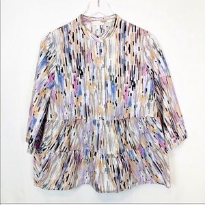 COS white colorful button blouse EU 38